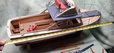 Vintage Scientific Sea Master Sport Fisherman Boat Model Wood BUILT NO MOTOR • $90