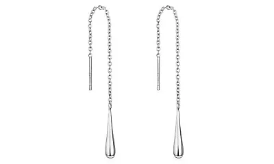 $10.99 • Buy Italian 925 Sterling Silver Threader Drop Earrings In Silver, Gold, Rose Gold 
