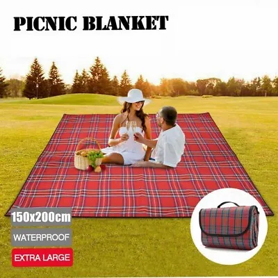 Extra Large Waterproof Picnic Blanket Travel Outdoor Beach Park Camping Soft Rug • £8.99