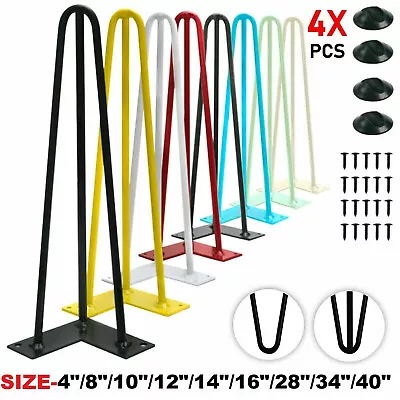 £12.99 • Buy 4x Hairpin Table Legs Metal Coffee Hair Pin Leg Stool Bench Furniture Industrial