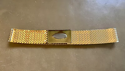 Vtg 70s Fish Scales BELT Gold Mirror Elastic Stretch Sz M Boho Disco Festival • $7.20