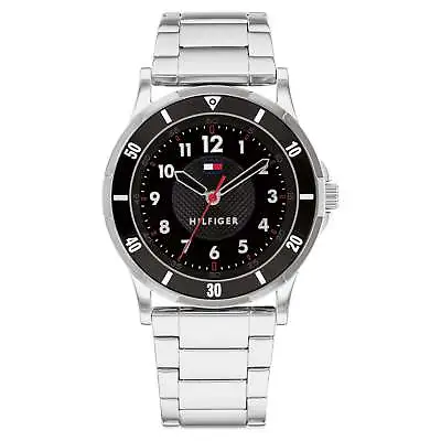 Tommy Hilfiger Silver Steel Black Dial Kid's Watch - 1720042 • $99