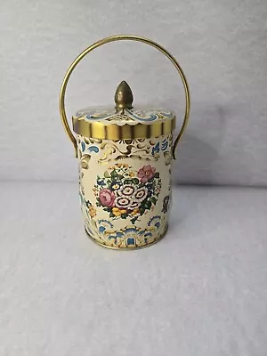 Murray-Allen Regal Crown Candy Tin W/ Handle  Made In England 5  Tall Floral  • $13