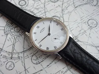 Rotary ‘Elite’ Swiss Gents Quartz Watch New Battery And Leather Strap (ref P154) • £10