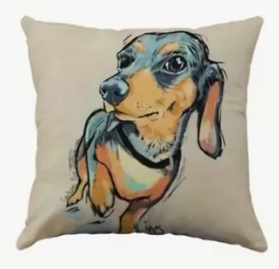 Dachshund Watercolor Dog Portrait Animal Pet Throw Pillow Cover Home Decor • $15.95