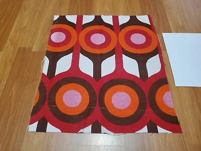 Awesome RARE Vintage Mid Century Retro 70s Red Pink Brn Targets Fabric! LOOK  • $18