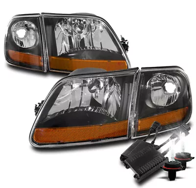 For 1997-2003 Ford F-150 Harley Davidson Style Black Headlights +50W 8000K HID • $171.95