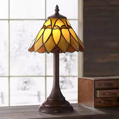 Budding Branch Mission Tiffany Style Accent Table Lamp 14  High Warm Brown LED • $69.95