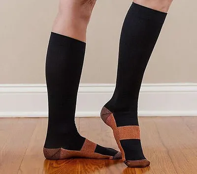 Unisex Anti-Fatigue Compression Socks Copper Infused Fibers Miracle Stocking Xlg • $15