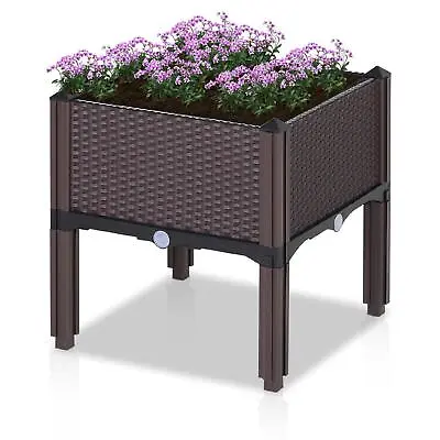 Rattan Garden Planters Flower Plant Pot Window Box Raised Bed Basket Square • £17.95