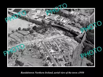 Old Postcard Size Photo Of Randalstown Northern Ireland Town Aerial View 1950 3 • £4.34