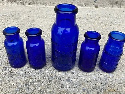 Lot Of 5 Antique Bromo Seltzer Bottles Cobalt Blue Glass Vintage Baltimore Md • $25
