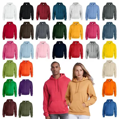 Gildan Plain Hooded Sweatshirt Mens Womens Soft Heavyweight Hoodie Top G18500 • £14.95