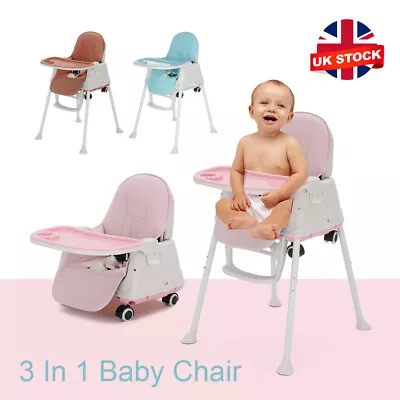 Adjustable 3-In-1 Baby Highchair Infant High Feeding Seat Toddler Table Chair UK • £29.59