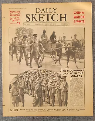 Daily Sketch 25 Aug 1937 The Mugwump Day With Guards China War Newspaper • £19.99