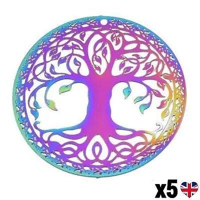 £4.89 • Buy 5x Tree Of Life Rainbow Pendant Charm Filigree Stainless Steel Jewellery Making