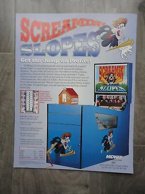 Screamin Slopes Video Arcade Machine Flyer Original Midway Brochure • $15