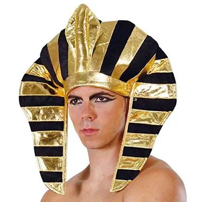 Egyptian Pharoah Black & Gold Headdress Hat Fabric Fancy Dress Accessory • £5.99