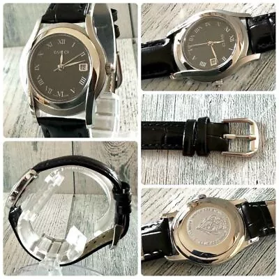 GUCCI 5500L Watch 27mm Quartz Black Dial Belt Ladies Vintage Antique Working • $281.02