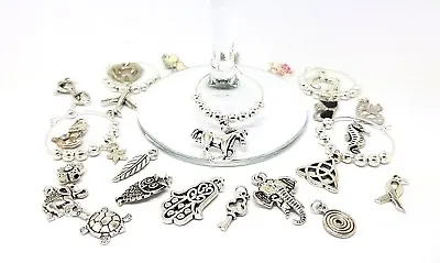 £1.40 • Buy Huge Choice Of Silver Gin Prosecco Wine Glass Charms Wedding Xmas Table Deco