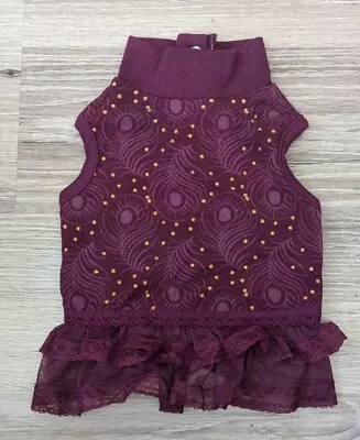 Martha Stewart Pets  - Dog Dress Purple Peacock With Lacy Skirt - Size Small • $12