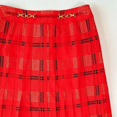 Céline Paris Pleated Plaid A- Line Midi Skirt Size EU 42 | M • $325