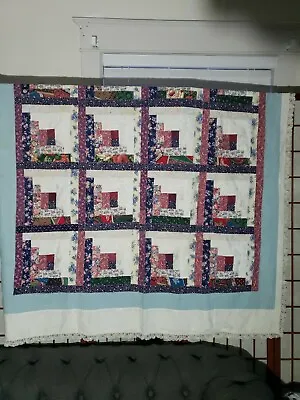 Vintage Patchwork Quilt Top Log Cabin 62x58 • $79