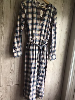 TU Plaid BELTED Shirt  Midi DRESS Size 10. NEW  • £14.99