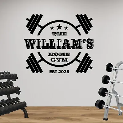 PERSONALISED Home Gym Fitness Weights Wall Sticker Vinyl Decal Business • £13.99