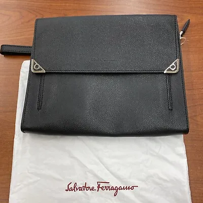 Salvatore Ferragamo Men's Black Slim Clutch Bag Free Shipping • $485