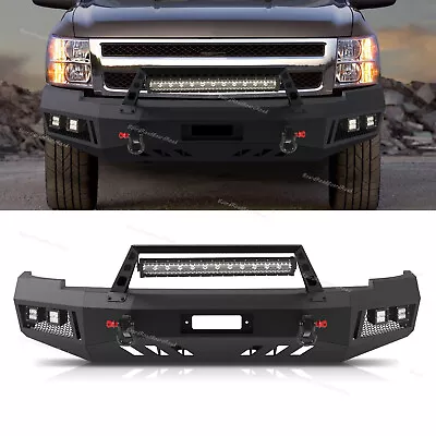 Front Bumper W/Winch Plate & Led Light Bar Fits 2007-2013 Chevy Silverado 1500 • $592.82