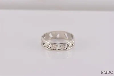 Uncas Sterling Silver Swirl Hearts Open Work Mourning Band Ring 925 Sz: 7.5 • $15.50