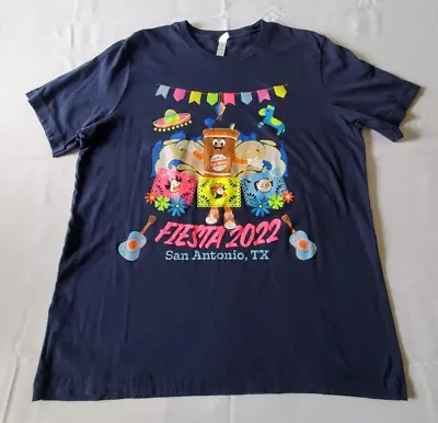 Fiesta San Antonio Texas T-Shirt Size XL Navy Colorful Graphic-Tee Bill Miller * • $12