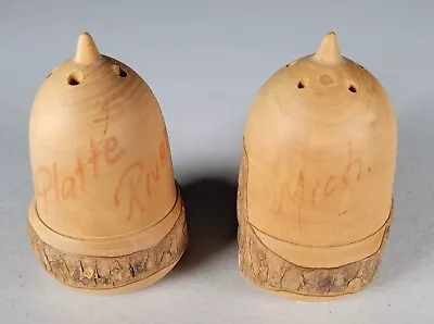 Vintage Acorn Salt And Pepper Shakers Wood Platte River Michigan Souvenir #X • $9.97