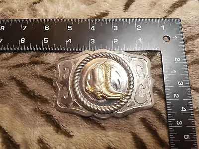 Cowboy Boot Design Metal Belt Buckle Line Dancing Cosplay Wild West Etc • £20