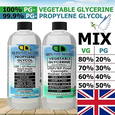 £9.99 • Buy Vegetable Glycerine Propylene Glycol Mix EP/USP FOOD COSMETIC GRADE KOSHER VG PG