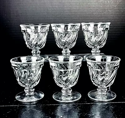 Vintage Fostoria Colony Clear Shrimp Cocktail Glasses Swirl Pattern - Set Of 6 • $35.97