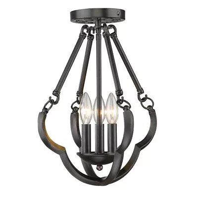 3 Light Semi-Flush Mount In Medieval-Revival Style - 16.25 Inches High By 12.5 • $144.95