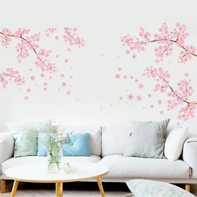 Pink Cherry Blossom Wall Stickers:DIY Floral Decals For A Stunning Sofa Backdrop • $7.23