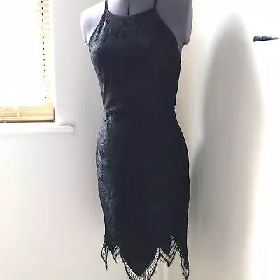 Missguided Gorgeous Black Lace Dress Size 8 Back Cut Out Detail • £9.99