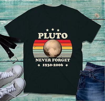 Pluto Never Forget 1930-2006 Retro Style T-Shirt Solar System Galaxy Lover Top • £9.99