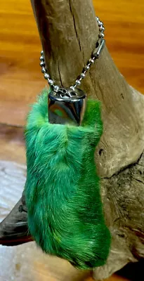 New Green Good Luck Rex RABBITS FOOT Key Chain Zipper Pull Charm School Charm • $7.59