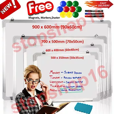 £10.99 • Buy Magnetic Dry Wipe Whiteboard Drawing Board Notice Memo Eraser Pen Home School 