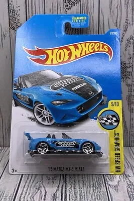 Hot Wheels ‘15 Mazda MX-5 Miata #177 HW Speed Graphics Diecast Car Blue New • $8.79