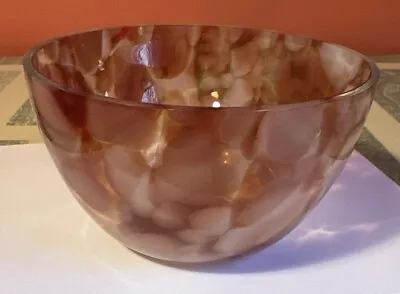 VTG Amber Mottled Art Glass Bowl Nuts Candy Or Trinkets 5” Dia. 2.75” Tall MCM • $24.99