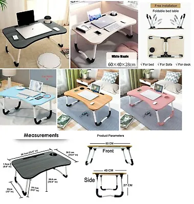 £13.89 • Buy Folding Laptop Table Bed Tray Portable Computer Breakfast Desk Stand Adjustable