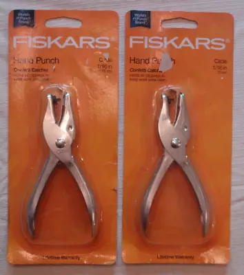 (2) Fiskars Hand Punch Confetti Catcher 1/16 Inch Circle 2 HAND PUNCHES New • $6.99