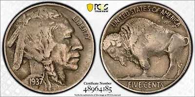 PCGS VF35 1937-D Buffalo Nickel 5c RARE KEY DATE 3 LEGS Legged Mint Error S1 • $999.99