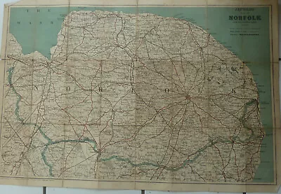 Vintage Sheet Map Jarrold's Map Of Norfolk Linen 74 Cm By 50 Cm • £12