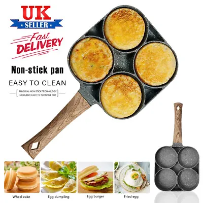 Egg Omelette Pan 4 Hole Nonstick Frying Pan For Breakfast Pancake Bacon Burgers • £9.49